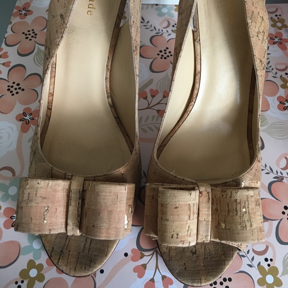 Kate Spade bow cork sling backs